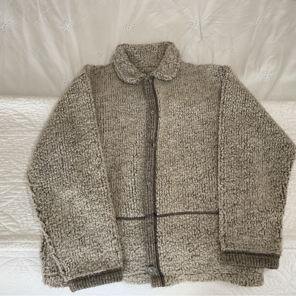 L.L. Bean Textured Beige Knit Jacket
